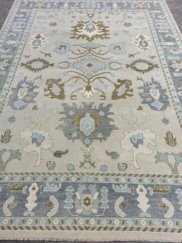 Hand knotted wool rug - knotted, gray