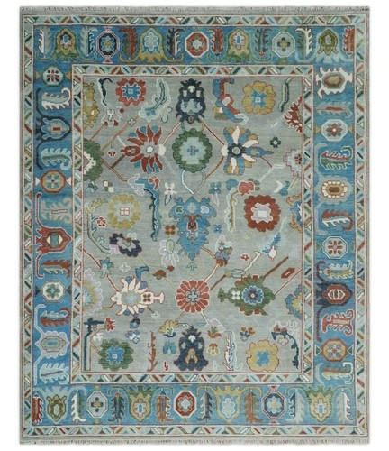 Hand knotted aqua - aqua, blue