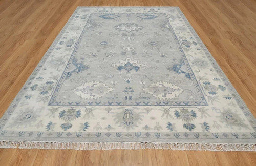 Hand knotted oushak rug - knotted,