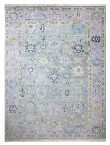 Hand knotted pastel oushak - knotted,