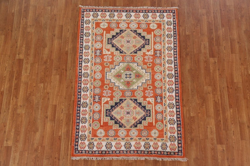 Hand knotted wool kazak - hand-knotted,