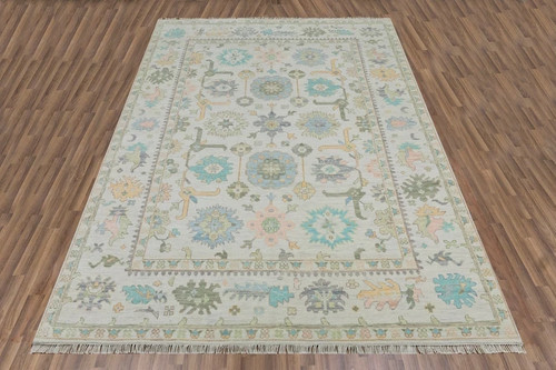 Hand knotted ivory blue floral - knotted,